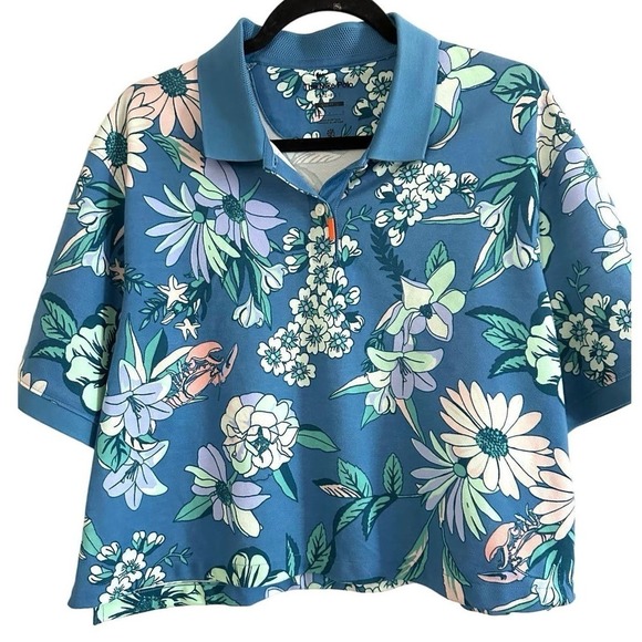 NIKE The Nike Polo Dri-Fit Tropical Floral Cropped Loose Fit Top - Large - Picture 2 of 5